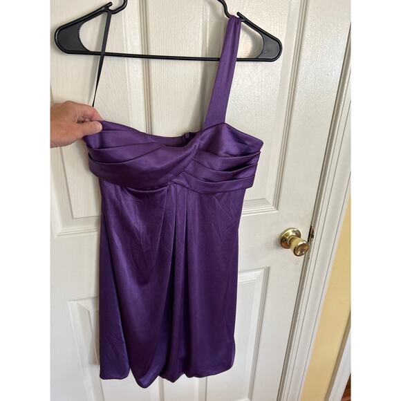 BCX Dark Purple Satiny One-Shoulder MINI Dress Size‎ 9 NWT - Picture 1 of 5
